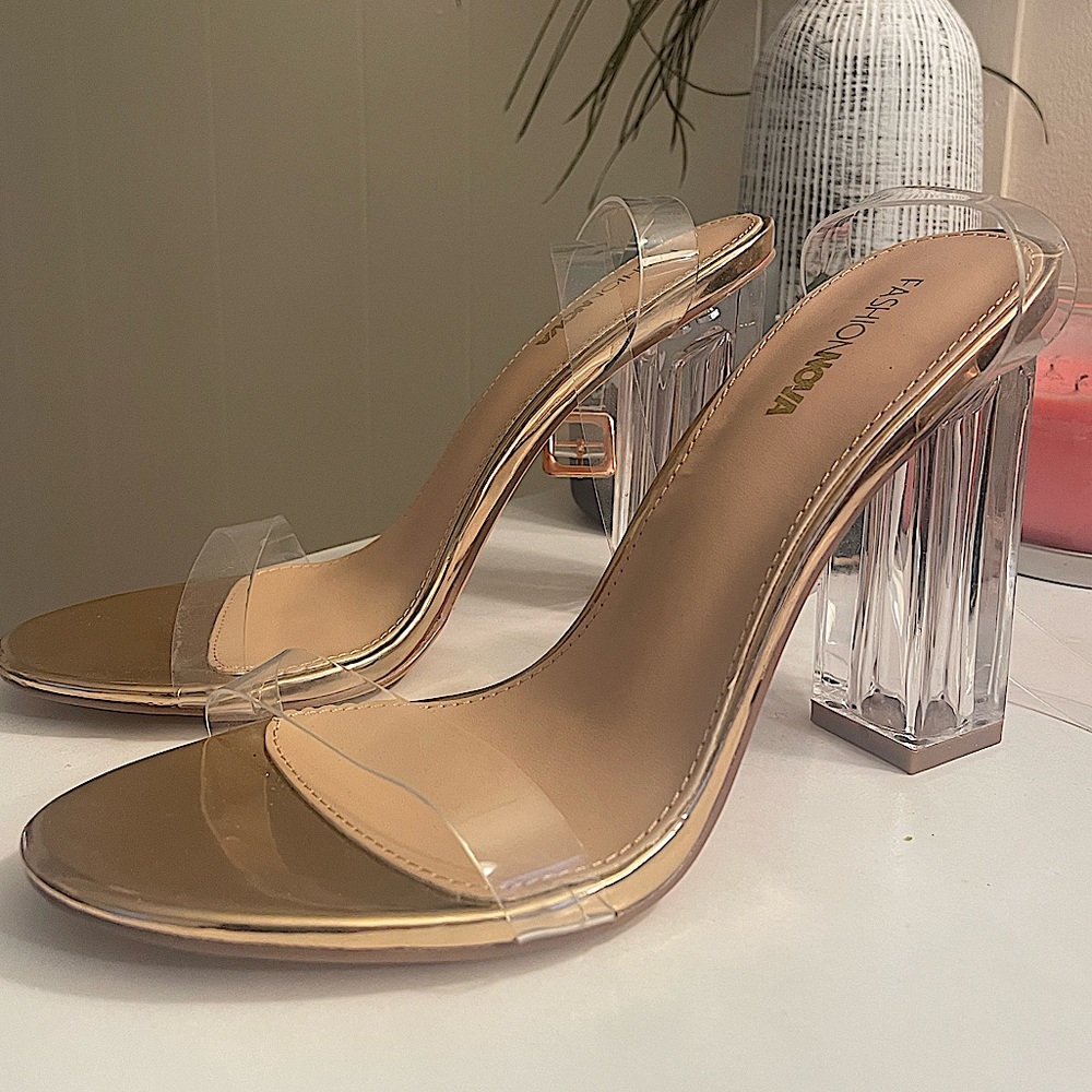 Fashion Nova Heels. Transparent glass slippers.
